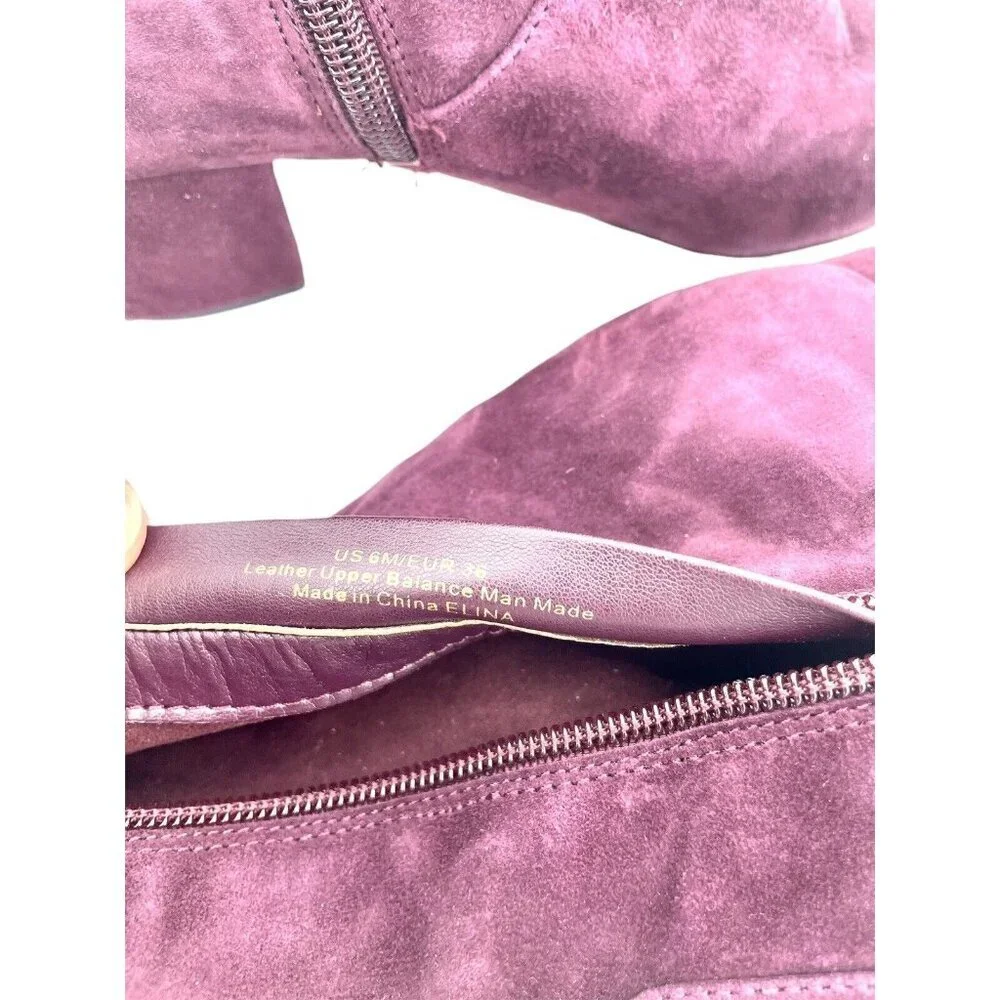 Sam Edelman Boots Elina Suede Leather Over Knee Boots Burgundy Sz 6 New